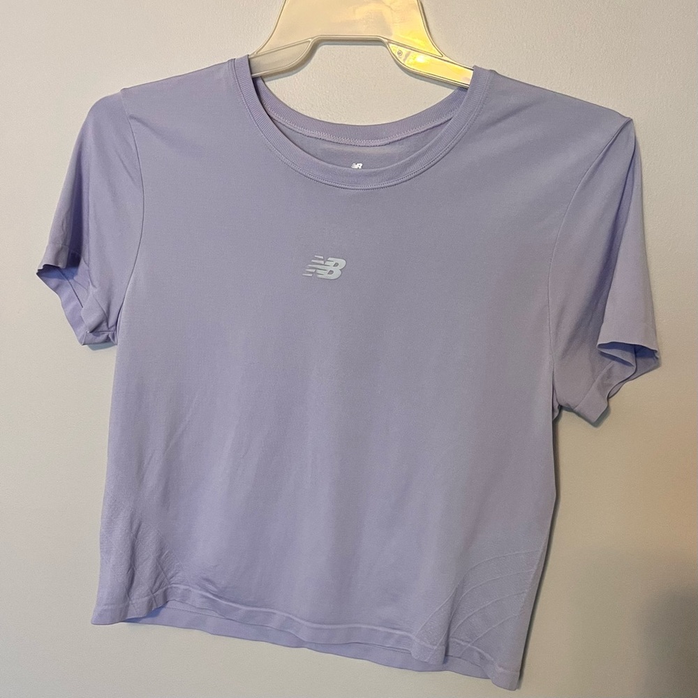 New Balance Lavender Short Sleeve Athletic Crop Tee